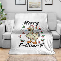 Merry F Caw F Goose Throw Blanket Funny Rebellious Christmas Gift - Wonder Print Shop
