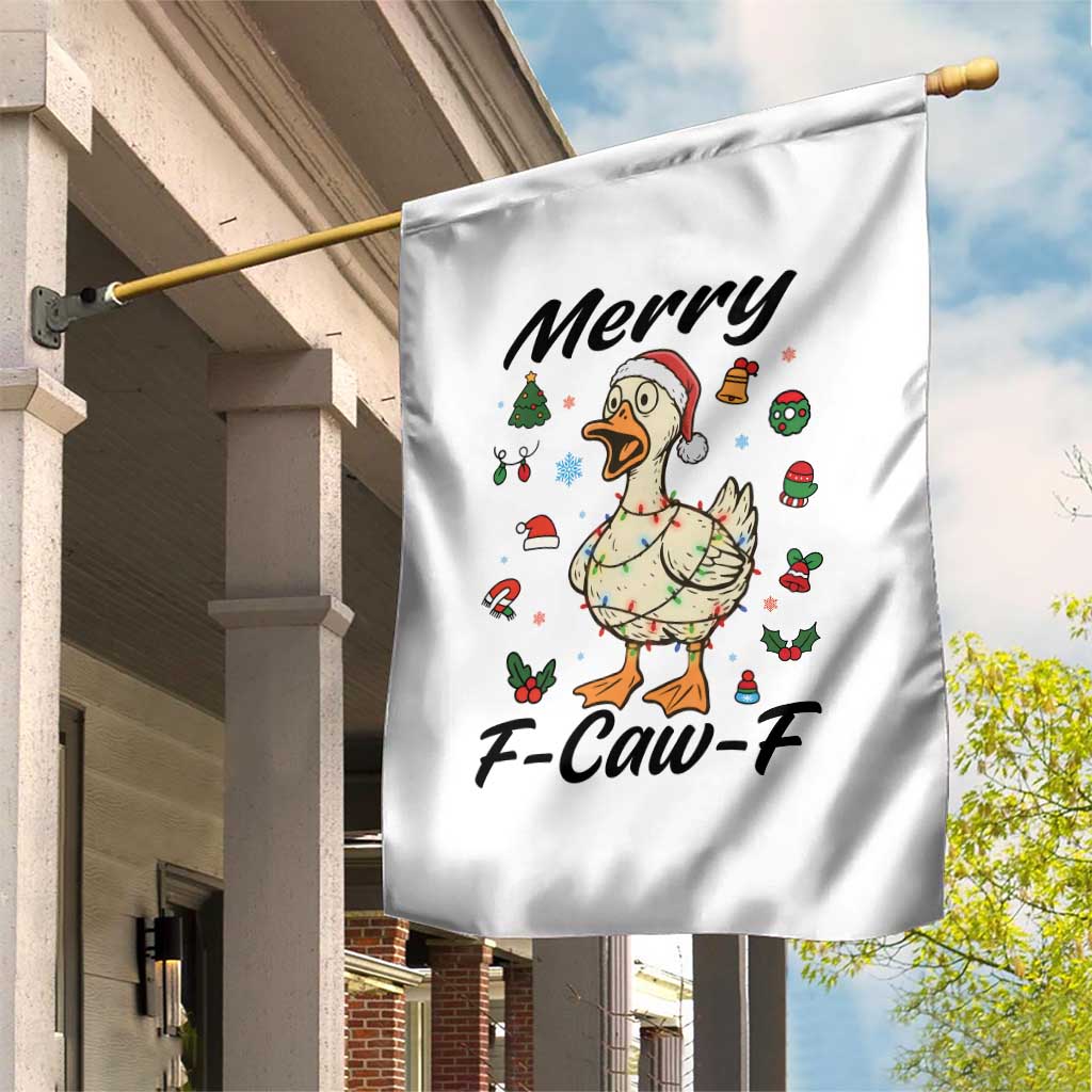 Merry F Caw F Goose Garden Flag Funny Rebellious Christmas Gift - Wonder Print Shop