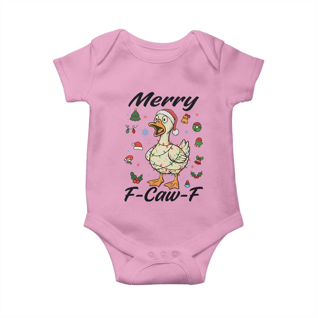 Merry F Caw F Goose Baby Onesie Funny Rebellious Christmas Gift - Wonder Print Shop