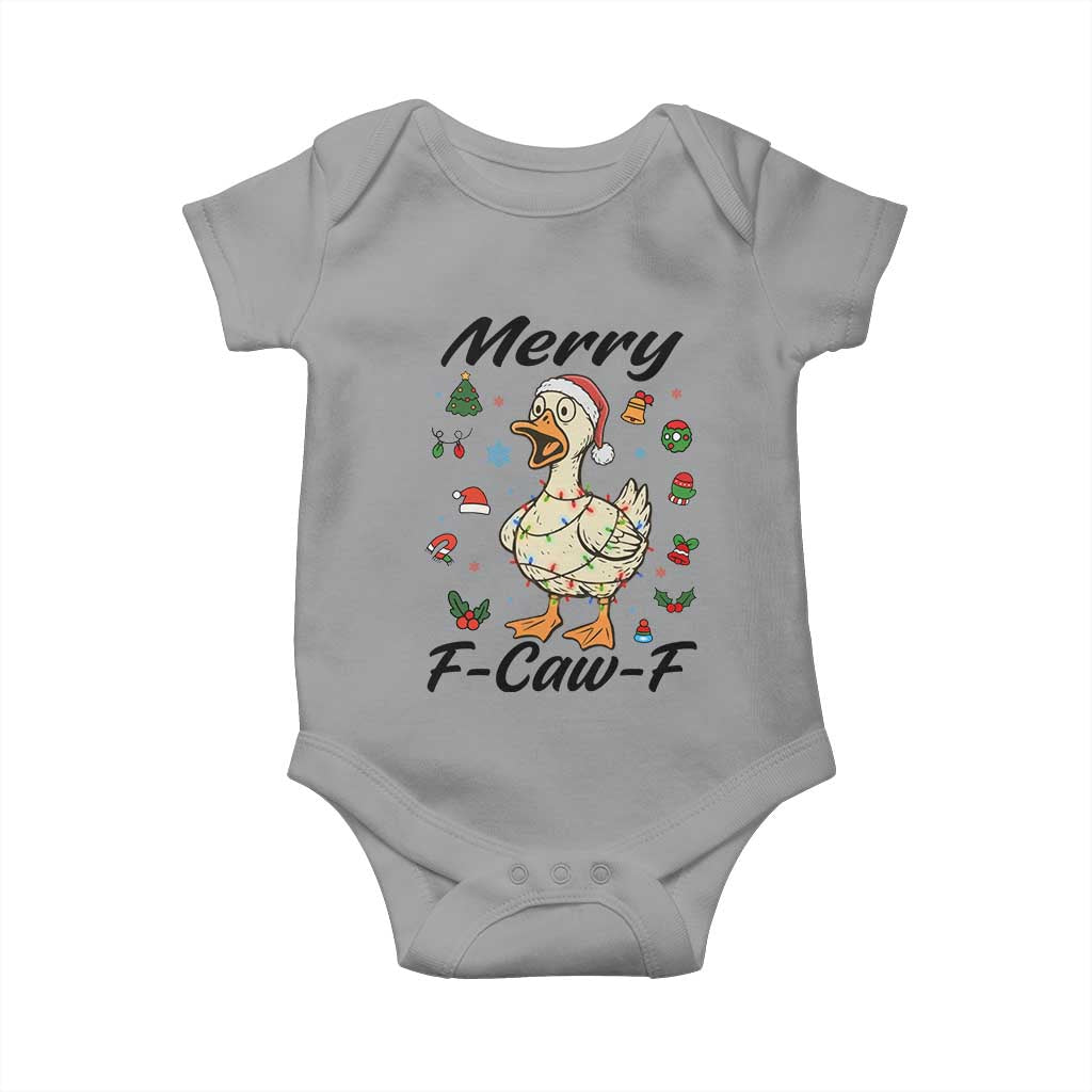 Merry F Caw F Goose Baby Onesie Funny Rebellious Christmas Gift - Wonder Print Shop