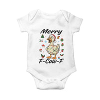 Merry F Caw F Goose Baby Onesie Funny Rebellious Christmas Gift - Wonder Print Shop