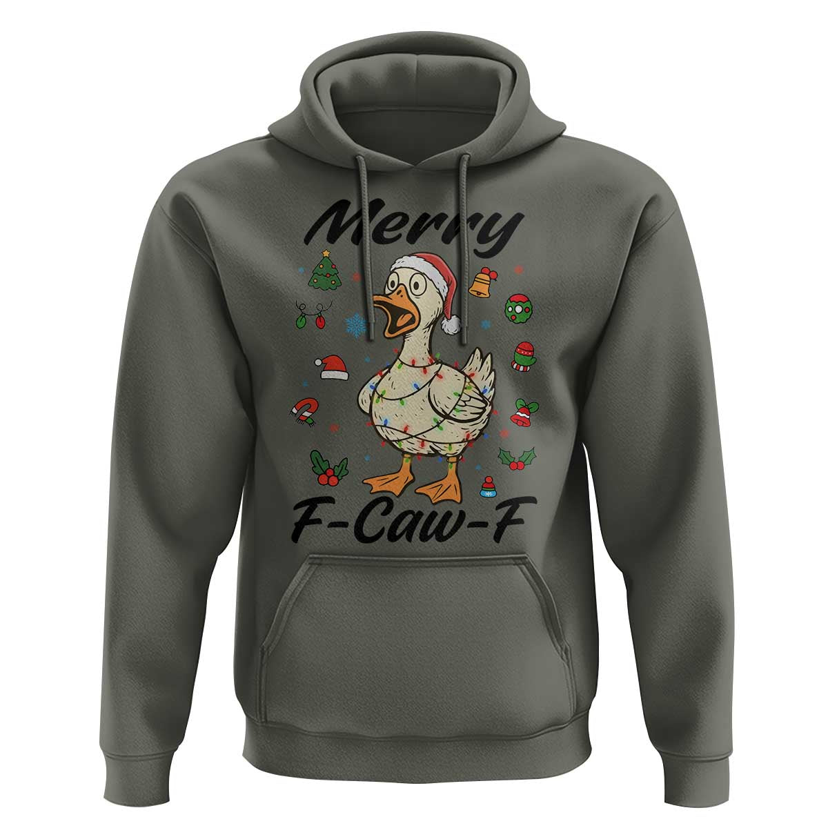 Merry F Caw F Goose Hoodie Funny Rebellious Christmas Gift - Wonder Print Shop