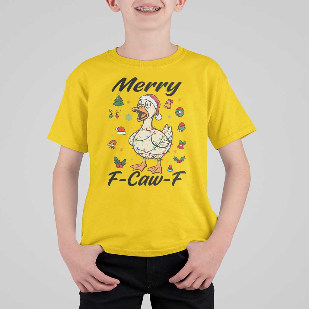 Merry F Caw F Goose T Shirt For Kid Funny Rebellious Christmas Gift - Wonder Print Shop