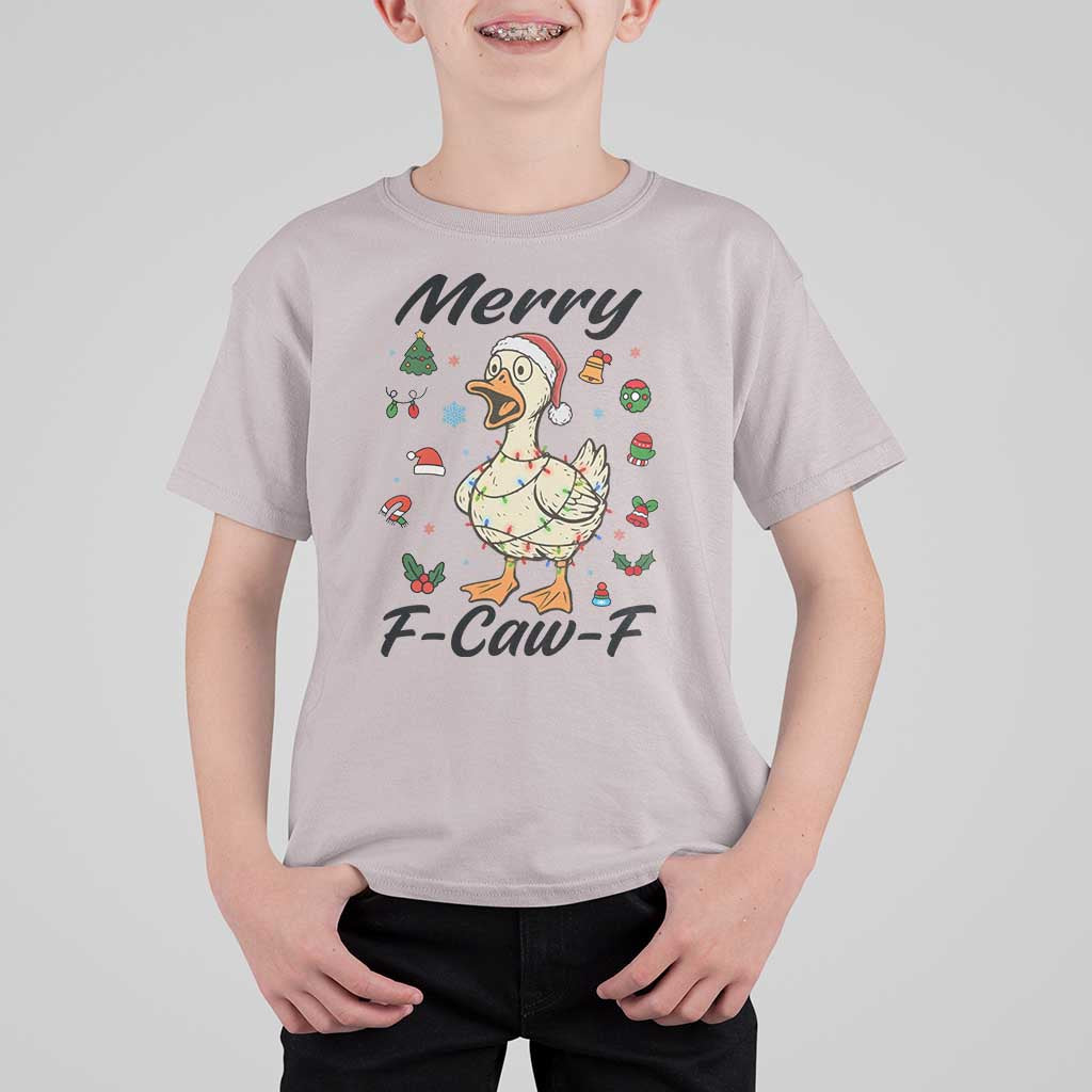 Merry F Caw F Goose T Shirt For Kid Funny Rebellious Christmas Gift - Wonder Print Shop