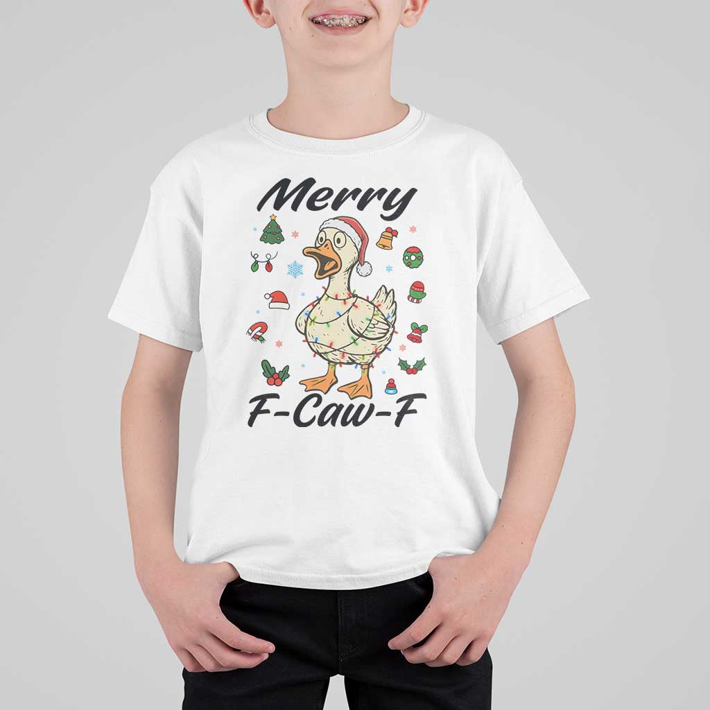 Merry F Caw F Goose T Shirt For Kid Funny Rebellious Christmas Gift - Wonder Print Shop