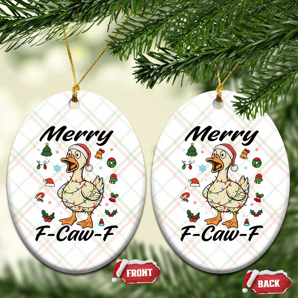 Merry F Caw F Goose Ceramic Ornament Funny Rebellious Xmas Gift - Wonder Print Shop