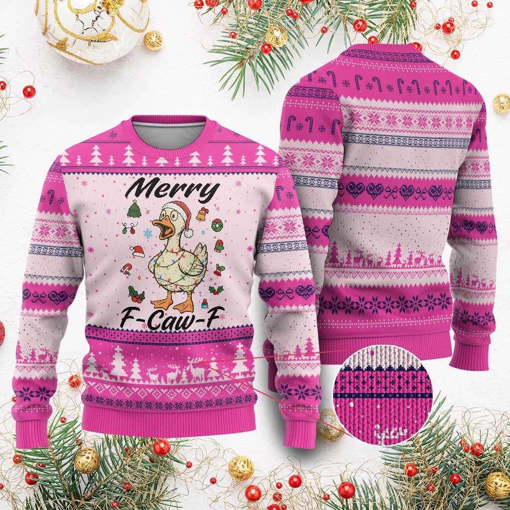 Merry F Caw F Goose Ugly Christmas Sweater Funny Rebellious Xmas Gift - Wonder Print Shop