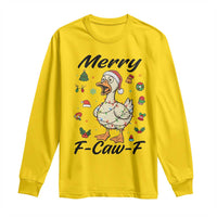 Merry F Caw F Goose Long Sleeve Shirt Funny Rebellious Christmas Gift - Wonder Print Shop