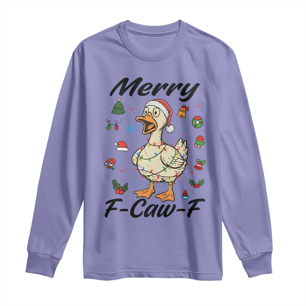 Merry F Caw F Goose Long Sleeve Shirt Funny Rebellious Christmas Gift - Wonder Print Shop