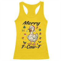 Merry F Caw F Goose Racerback Tank Top Funny Rebellious Christmas Gift - Wonder Print Shop