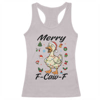 Merry F Caw F Goose Racerback Tank Top Funny Rebellious Christmas Gift - Wonder Print Shop