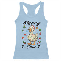 Merry F Caw F Goose Racerback Tank Top Funny Rebellious Christmas Gift - Wonder Print Shop