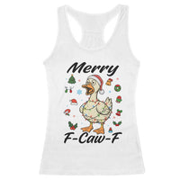 Merry F Caw F Goose Racerback Tank Top Funny Rebellious Christmas Gift - Wonder Print Shop