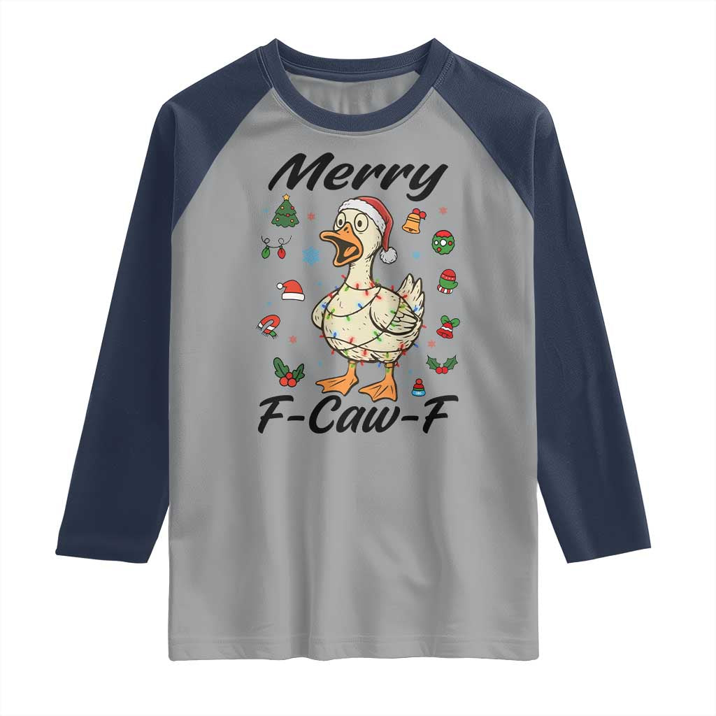 Merry F Caw F Goose Raglan Shirt Funny Rebellious Christmas Gift - Wonder Print Shop