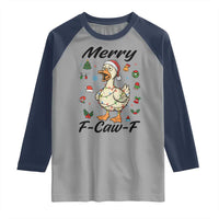 Merry F Caw F Goose Raglan Shirt Funny Rebellious Christmas Gift - Wonder Print Shop