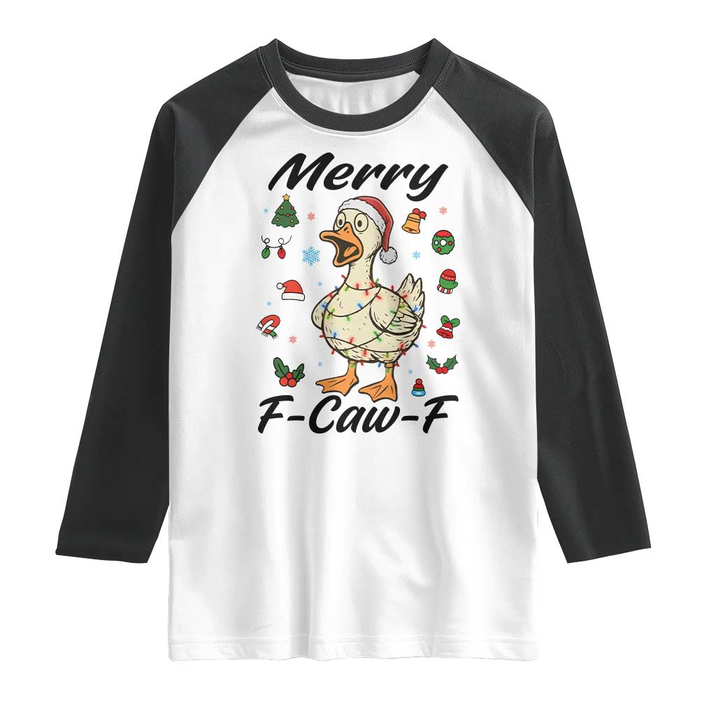 Merry F Caw F Goose Raglan Shirt Funny Rebellious Christmas Gift - Wonder Print Shop