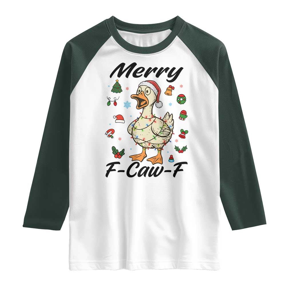 Merry F Caw F Goose Raglan Shirt Funny Rebellious Christmas Gift - Wonder Print Shop