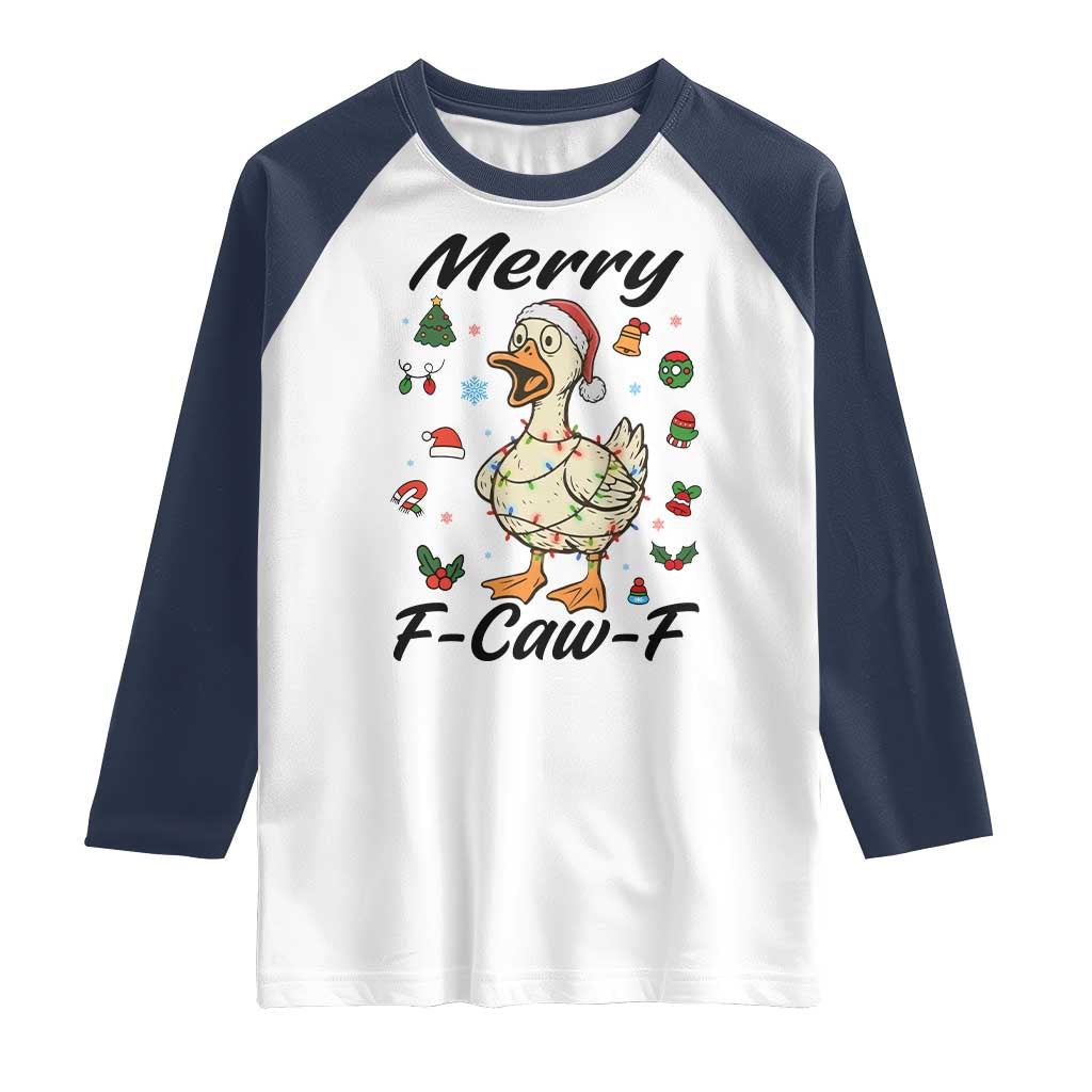 Merry F Caw F Goose Raglan Shirt Funny Rebellious Christmas Gift - Wonder Print Shop