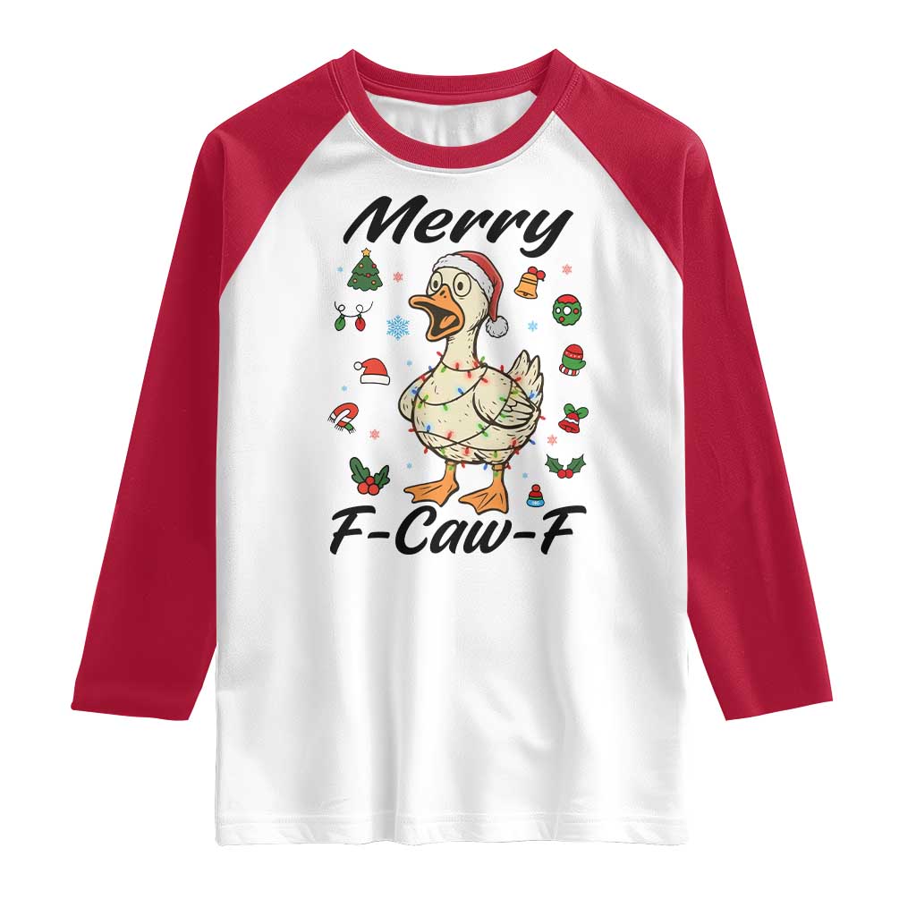 Merry F Caw F Goose Raglan Shirt Funny Rebellious Christmas Gift - Wonder Print Shop