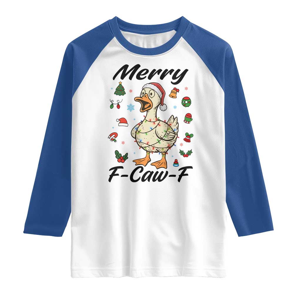 Merry F Caw F Goose Raglan Shirt Funny Rebellious Christmas Gift - Wonder Print Shop