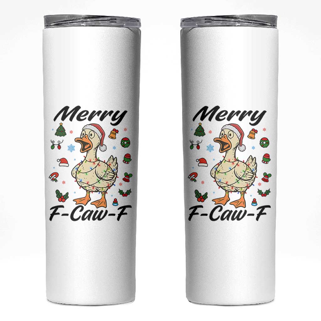 Merry F Caw F Goose Skinny Tumbler Funny Rebellious Christmas Gift - Wonder Print Shop
