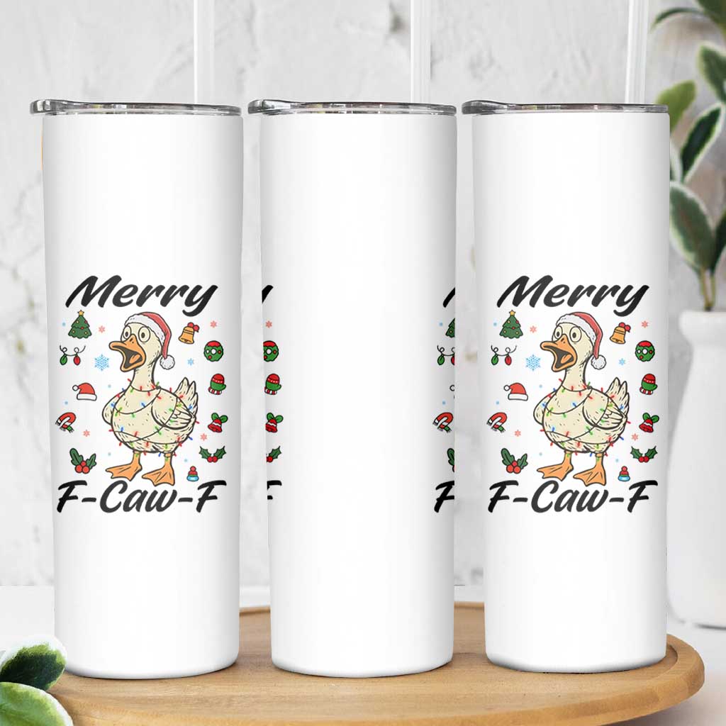 Merry F Caw F Goose Skinny Tumbler Funny Rebellious Christmas Gift - Wonder Print Shop