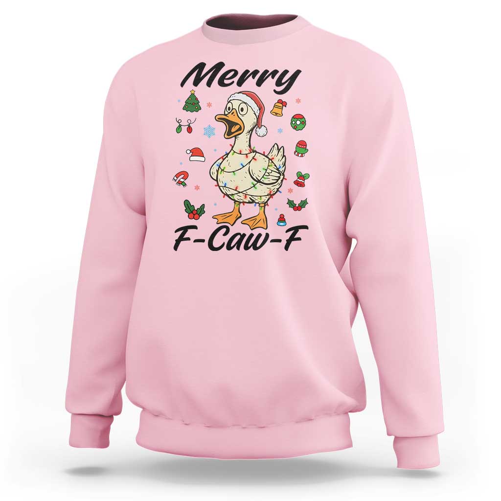 Merry F Caw F Goose Sweatshirt Funny Rebellious Christmas Gift - Wonder Print Shop