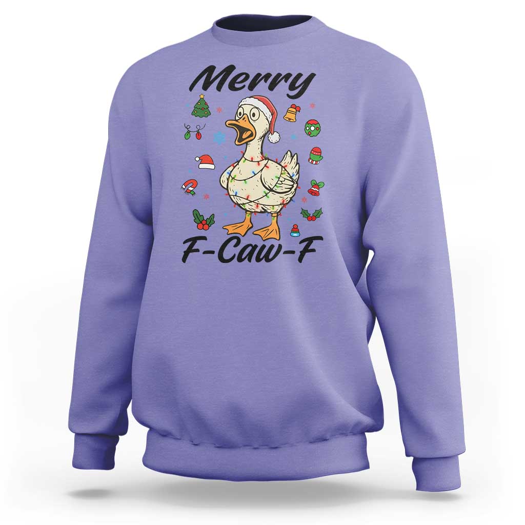 Merry F Caw F Goose Sweatshirt Funny Rebellious Christmas Gift - Wonder Print Shop
