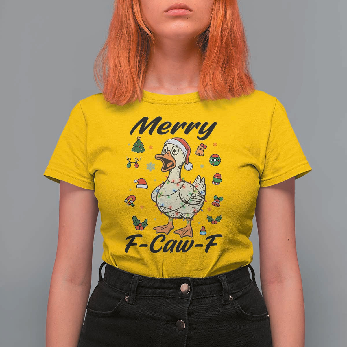 Merry F Caw F Goose T Shirt For Women Funny Rebellious Christmas Gift - Wonder Print Shop
