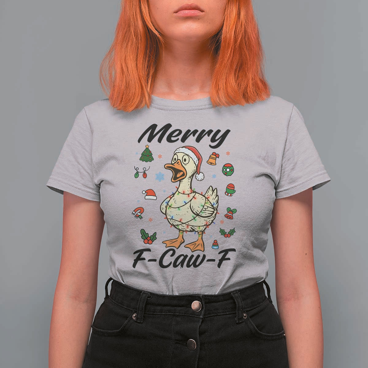Merry F Caw F Goose T Shirt For Women Funny Rebellious Christmas Gift - Wonder Print Shop
