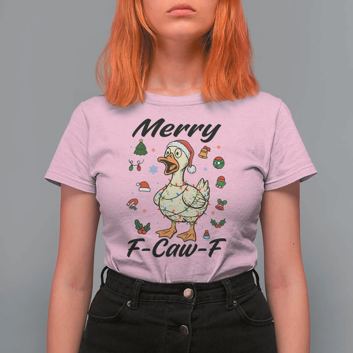 Merry F Caw F Goose T Shirt For Women Funny Rebellious Christmas Gift - Wonder Print Shop