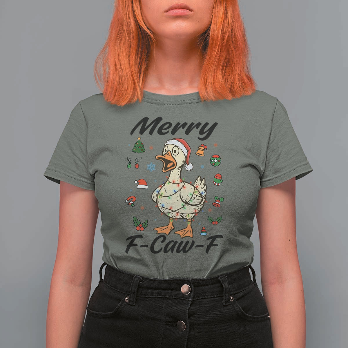 Merry F Caw F Goose T Shirt For Women Funny Rebellious Christmas Gift - Wonder Print Shop