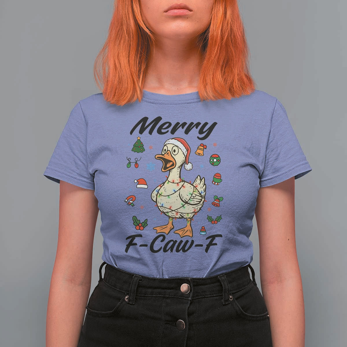 Merry F Caw F Goose T Shirt For Women Funny Rebellious Christmas Gift - Wonder Print Shop