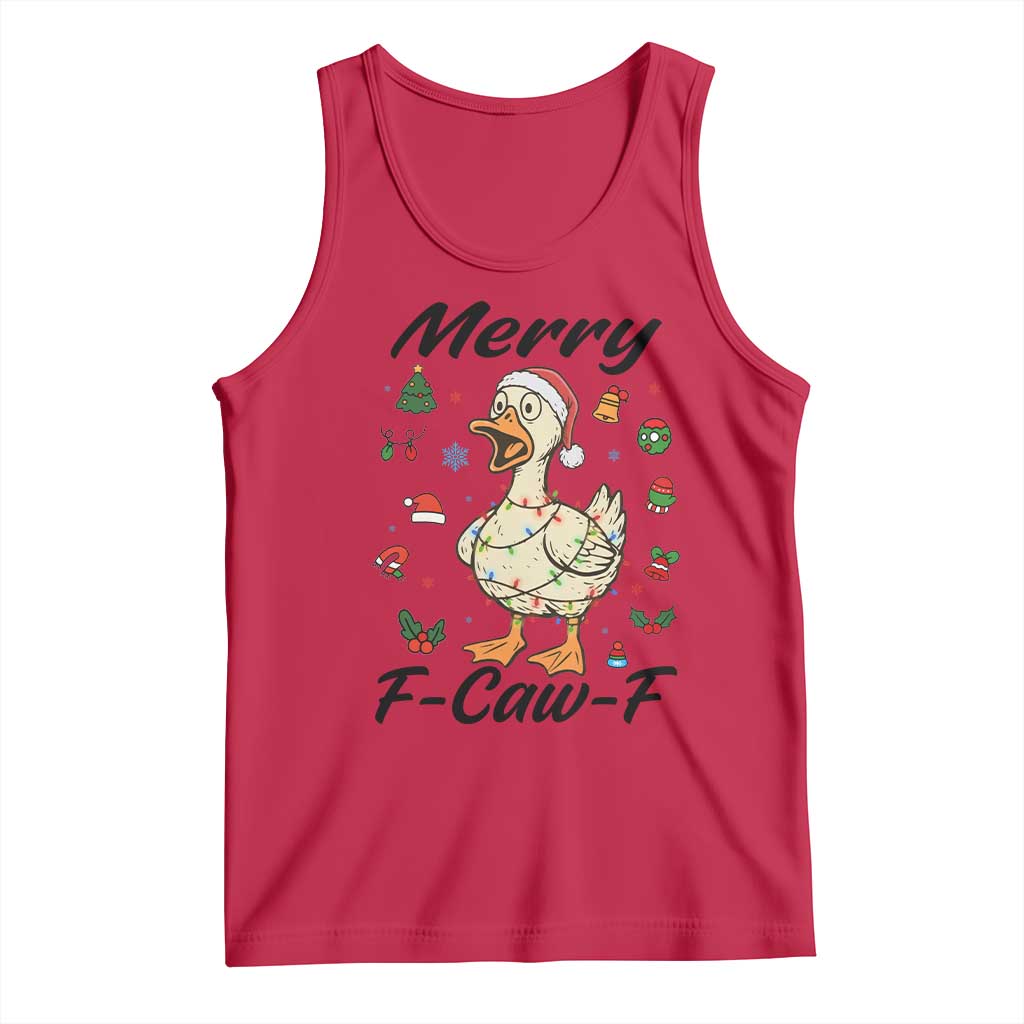 Merry F Caw F Goose Tank Top Funny Rebellious Christmas Gift - Wonder Print Shop