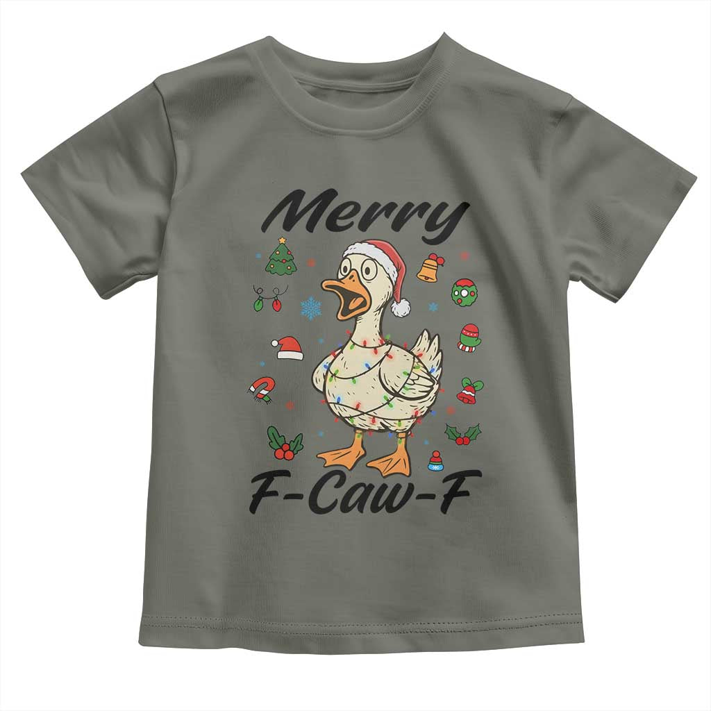 Merry F Caw F Goose Toddler T Shirt Funny Rebellious Christmas Gift - Wonder Print Shop