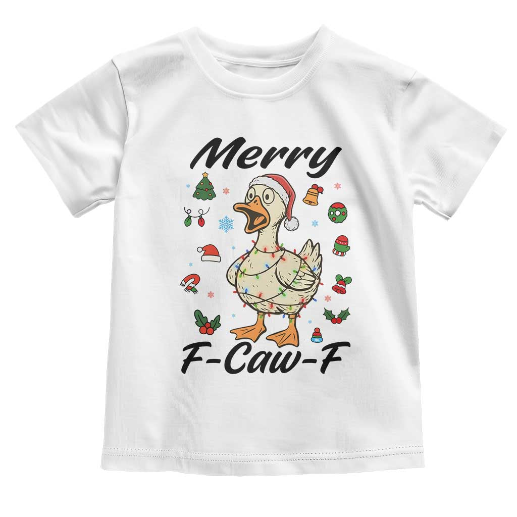 Merry F Caw F Goose Toddler T Shirt Funny Rebellious Christmas Gift - Wonder Print Shop