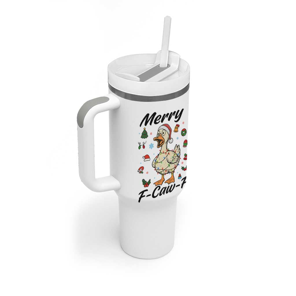 Merry F Caw F Goose Tumbler With Handle Funny Rebellious Christmas Gift - Wonder Print Shop