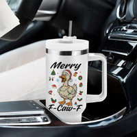 Merry F Caw F Goose Tumbler With Handle Funny Rebellious Christmas Gift - Wonder Print Shop