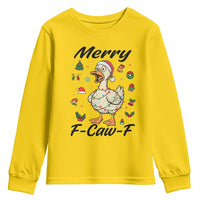 Merry F Caw F Goose Youth Sweatshirt Funny Rebellious Christmas Gift - Wonder Print Shop