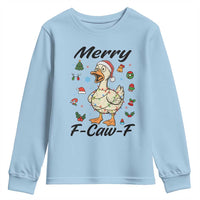 Merry F Caw F Goose Youth Sweatshirt Funny Rebellious Christmas Gift - Wonder Print Shop
