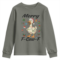 Merry F Caw F Goose Youth Sweatshirt Funny Rebellious Christmas Gift - Wonder Print Shop