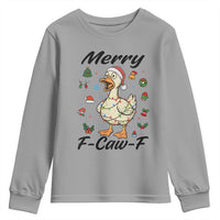 Merry F Caw F Goose Youth Sweatshirt Funny Rebellious Christmas Gift - Wonder Print Shop