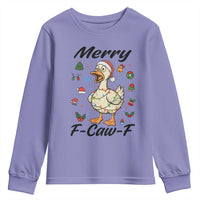 Merry F Caw F Goose Youth Sweatshirt Funny Rebellious Christmas Gift - Wonder Print Shop
