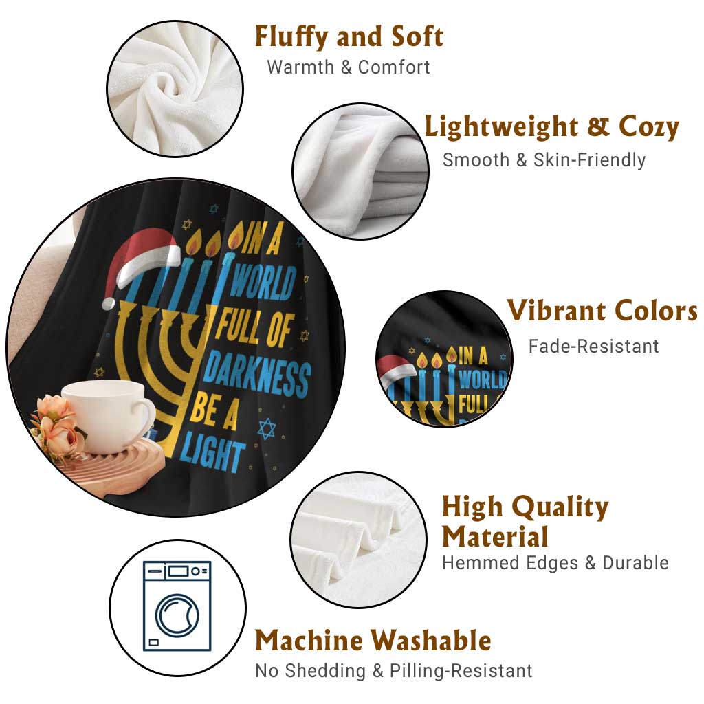 Christmas Hanukkah Interfaith Family Gift Throw Blanket In A World Full Of Darkness Be A Light - Wonder Print Shop