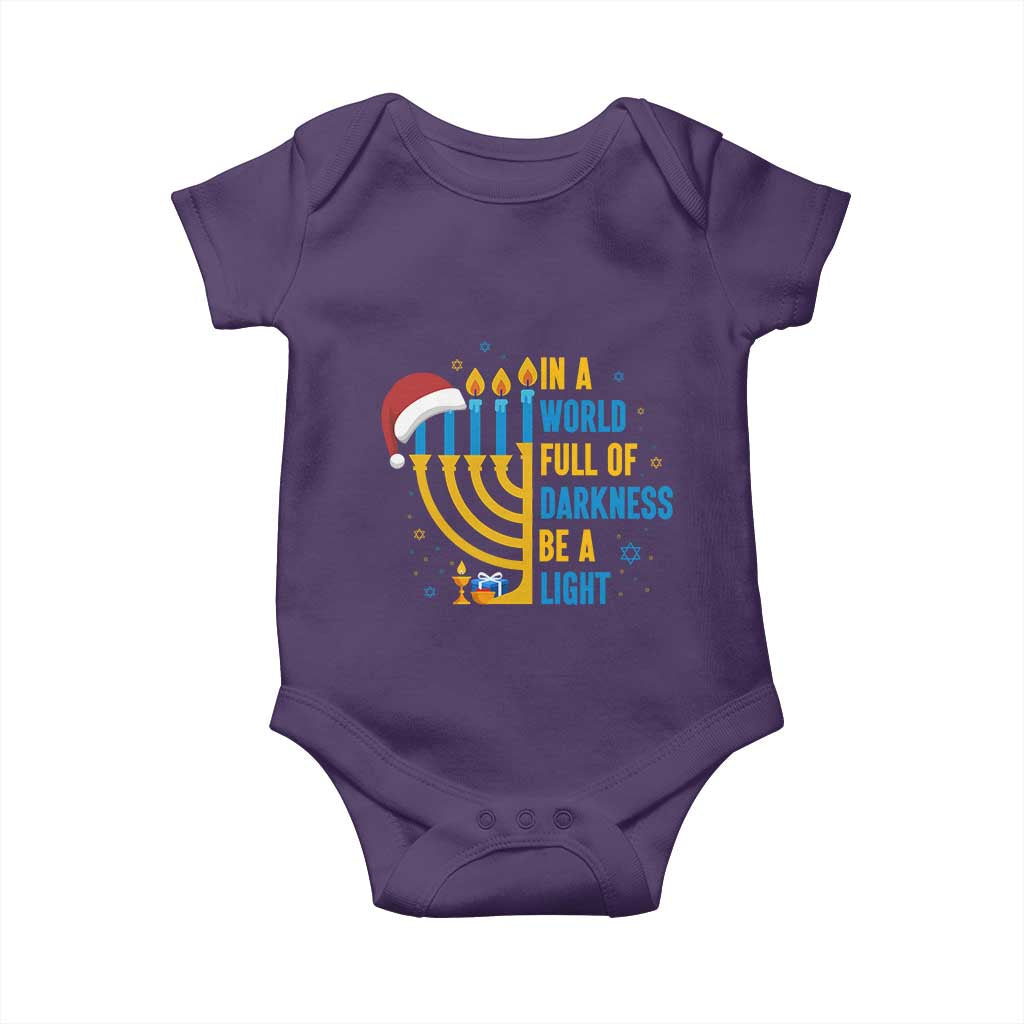 Christmas Hanukkah Interfaith Family Gift Baby Onesie In A World Full Of Darkness Be A Light - Wonder Print Shop