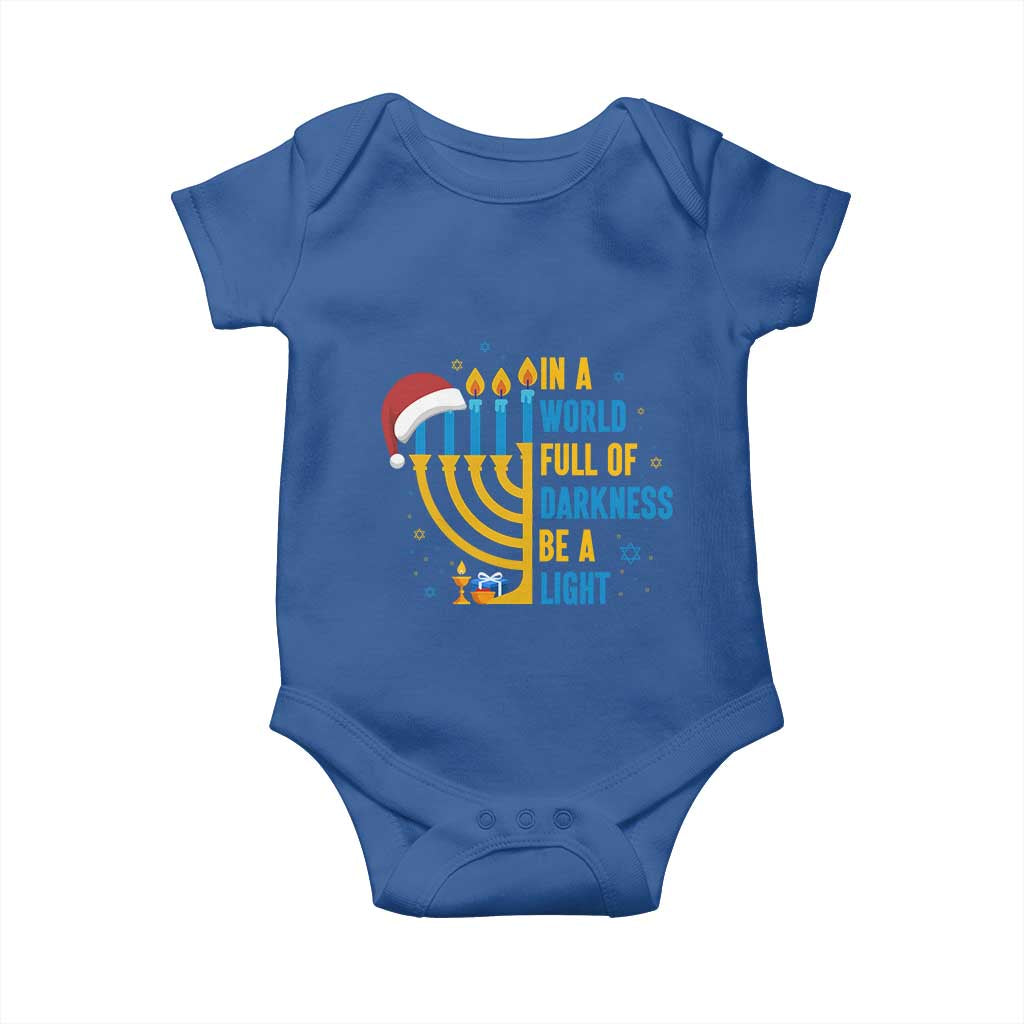 Christmas Hanukkah Interfaith Family Gift Baby Onesie In A World Full Of Darkness Be A Light - Wonder Print Shop