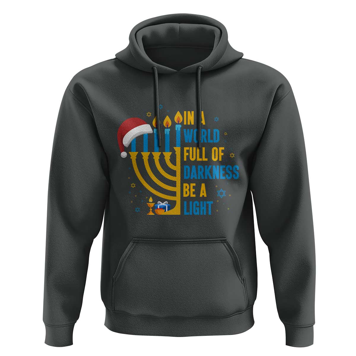 Christmas Hanukkah Interfaith Family Gift Hoodie In A World Full Of Darkness Be A Light - Wonder Print Shop