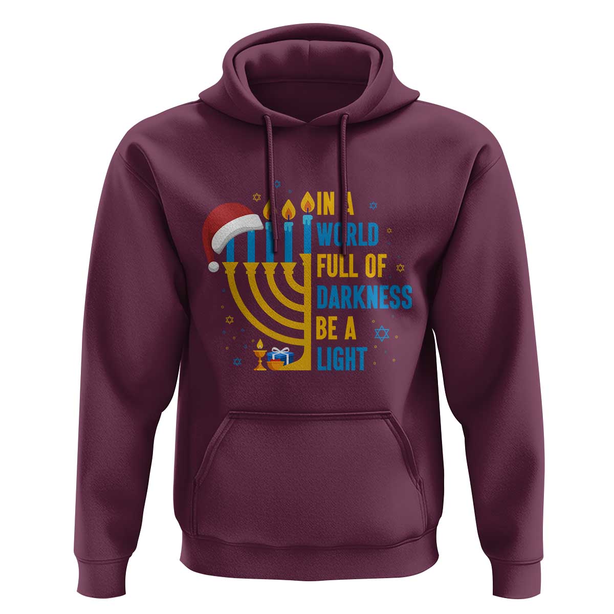 Christmas Hanukkah Interfaith Family Gift Hoodie In A World Full Of Darkness Be A Light - Wonder Print Shop