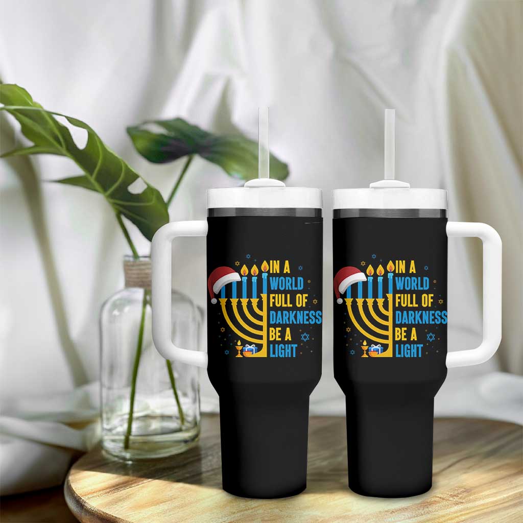 Christmas Hanukkah Interfaith Family Gift Tumbler With Handle In A World Full Of Darkness Be A Light - Wonder Print Shop