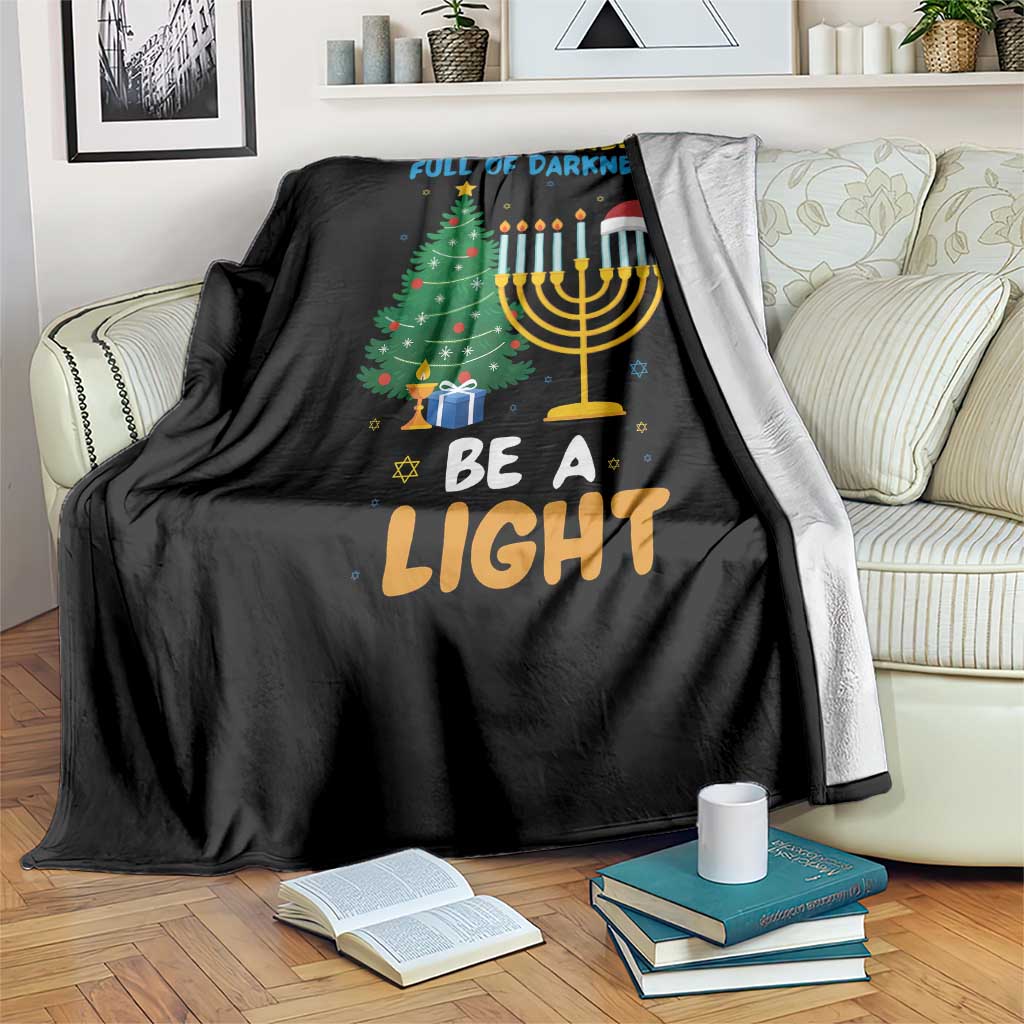 Be A Light Christmas Hanukkah Throw Blanket Interfaith Family Gift - Wonder Print Shop